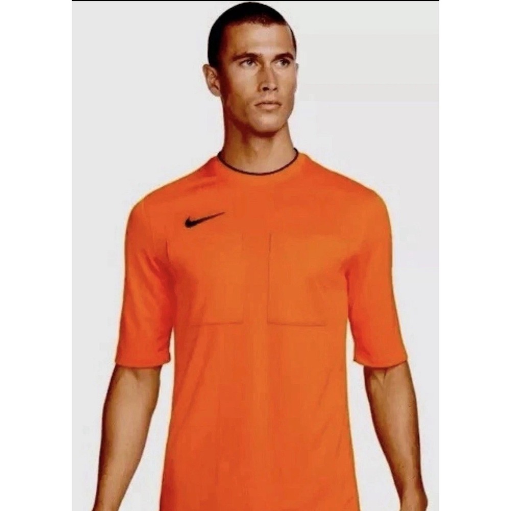 New Nike Dri-FIT Soccer Referee II Jersey Shirt Mens Medium Orange‎ Slim Fit NWT